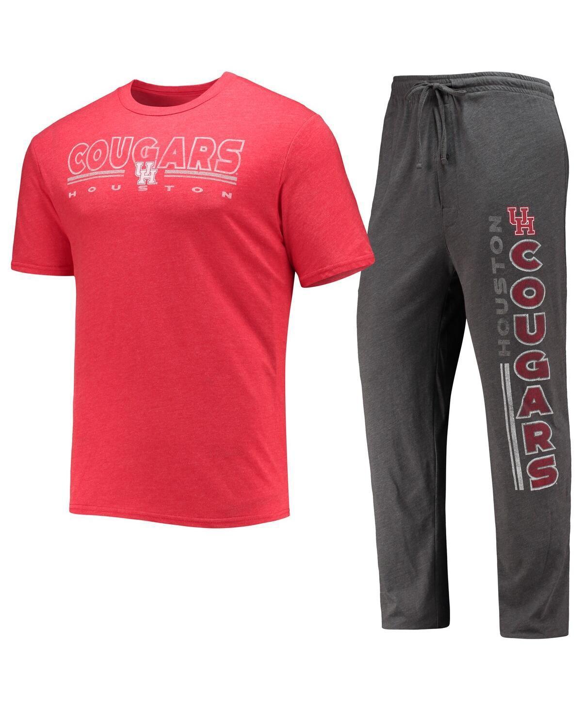 Mens Concepts Sport Heathered Charcoal/Red Houston Cougars Meter T-Shirt & Pants Sleep Set Product Image