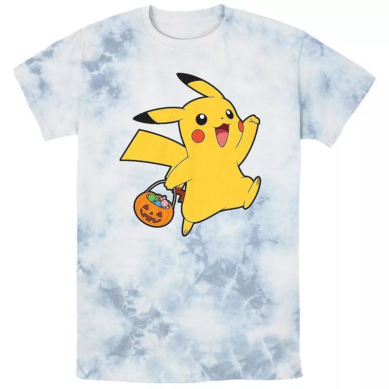 Mens Pokemon Happy Pikachu Trick Or Treat Bombard Wash Graphic Tee Black Grey Product Image