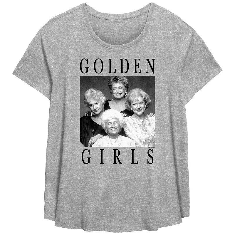 Plus Size The Golden Girls Black And White Portrait Flowy Graphic Tee, Womens Grey Gray Product Image