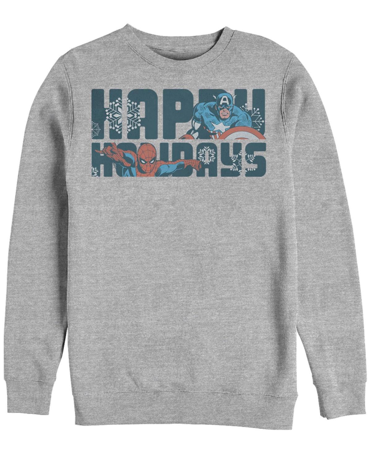 Mens Marvel Happy Holiday Heroes Seasonal Fleece Athletic Grey Product Image