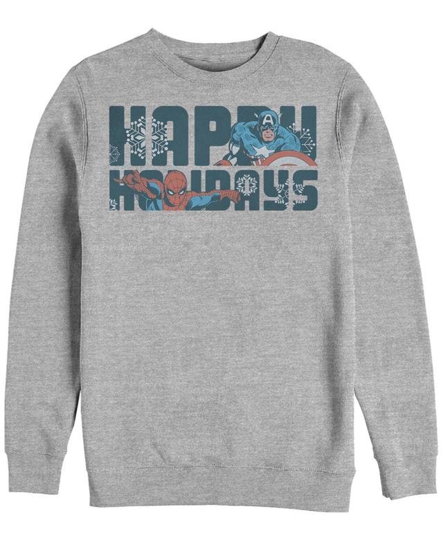 Mens Marvel Happy Holiday Heroes Seasonal Fleece Athletic Grey Product Image