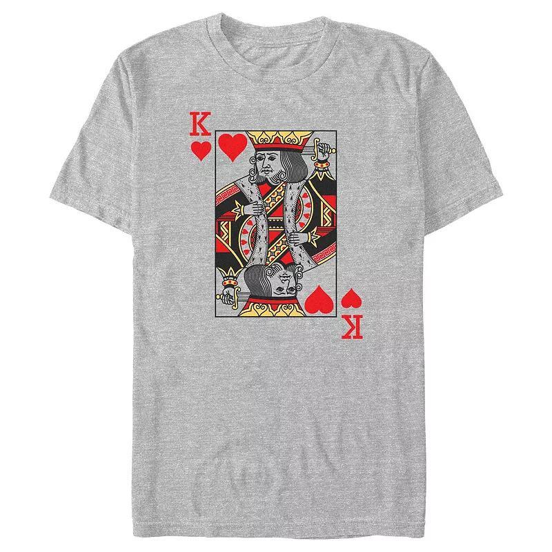 Big & Tall King OF Hearts Card Graphic Tee, Mens Athletic Grey Product Image