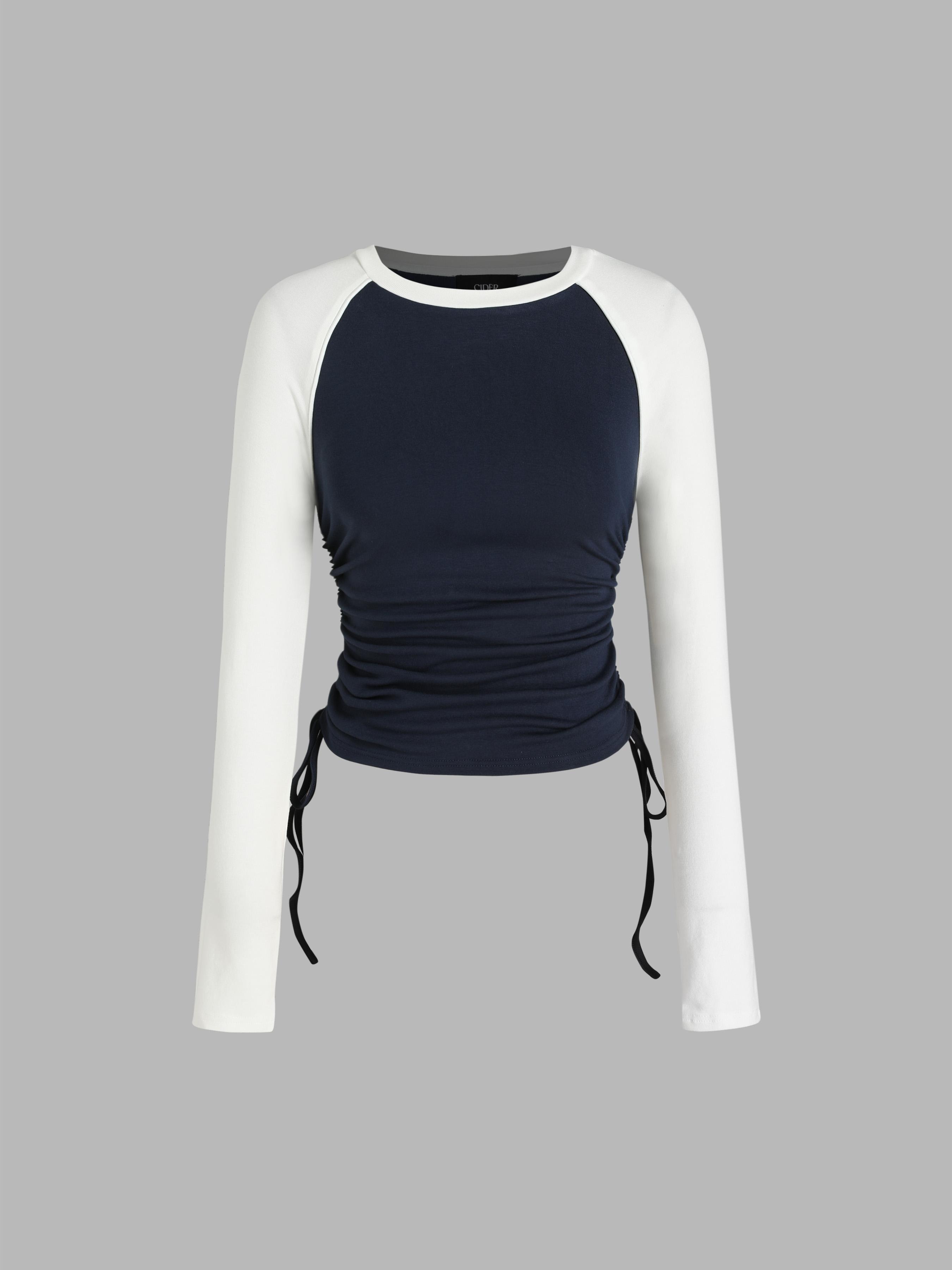 Raglan Sleeve Patchy Long Sleeve Top Product Image