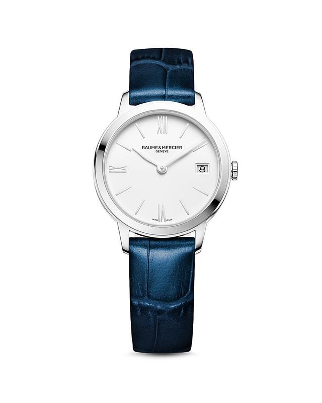 Baume & Mercier Womens Swiss Classima Blue Leather Strap Watch 31mm M0A10353 - Blue Product Image