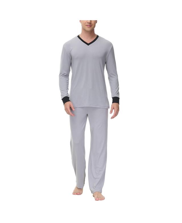 Ink+Ivy Mens Heat retaining Two Piece V-Neck & Lounge Pants Pajama Set Product Image