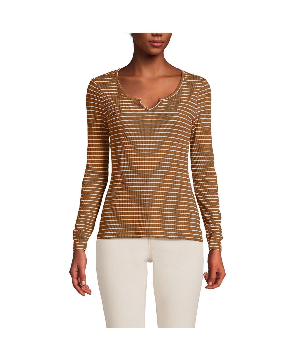 Womens Lands End Waffle Notch Neck Top Product Image