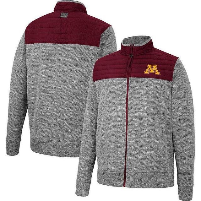 Mens Colosseum Gray/Maroon Minnesota Golden Gophers Putter Herringbone Full-Zip Jacket Product Image