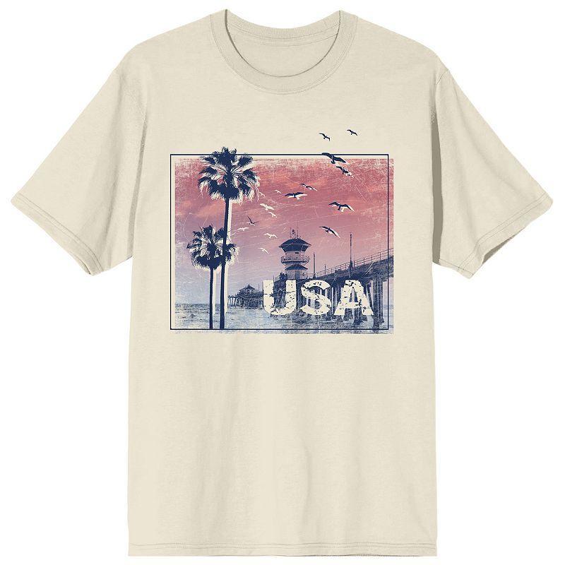 Mens Americana USA Beach Graphic Graphic Tee Beige Product Image