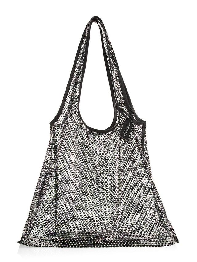 Womens Crystal-Embellished Mesh Market Tote Product Image