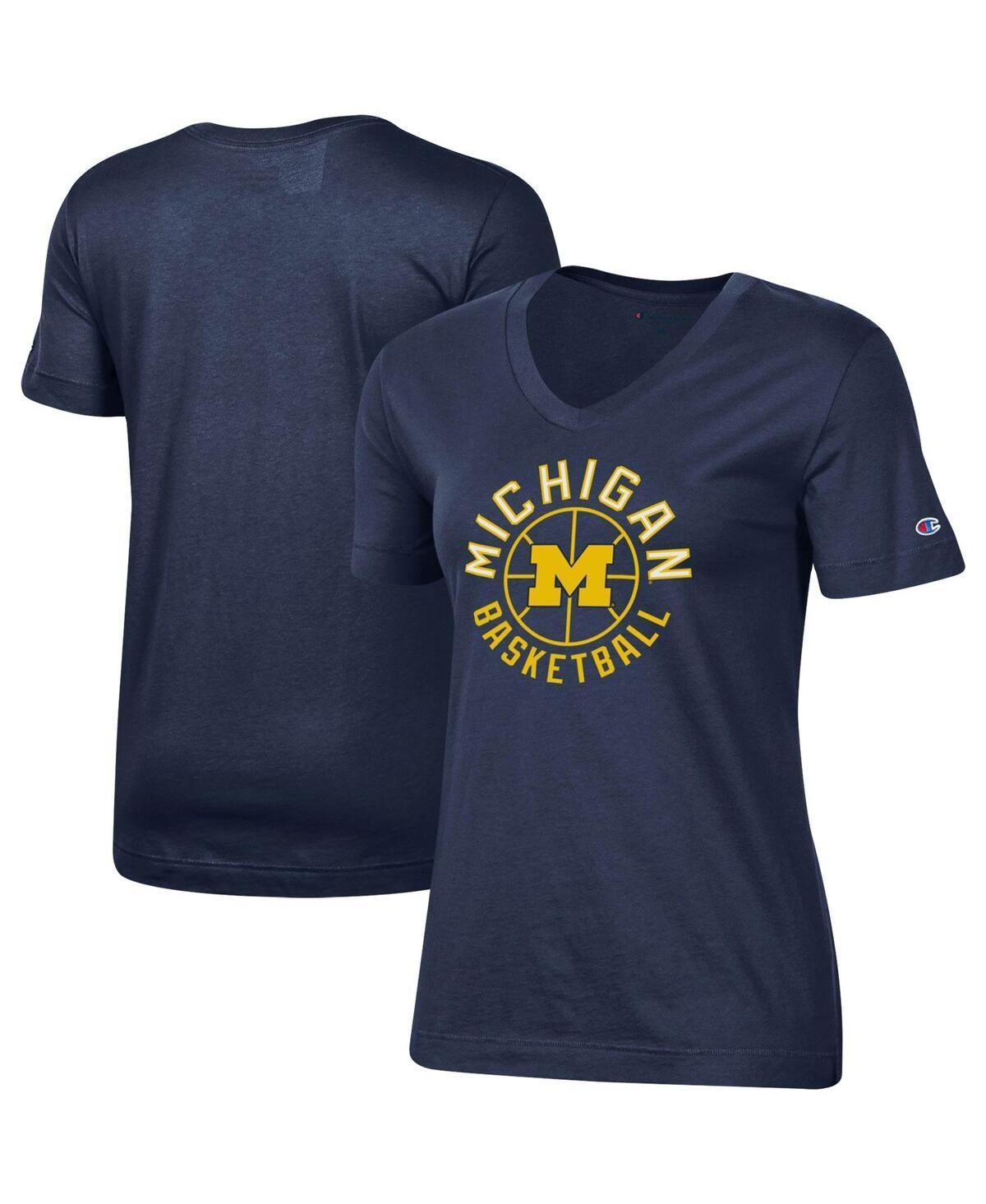 Womens Champion Navy Michigan Wolverines Basketball V-Neck T-shirt Product Image