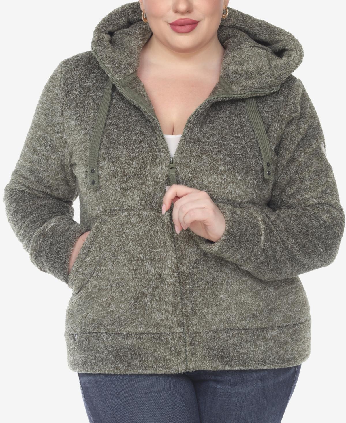 White Mark Plus Size Hooded Sherpa Jacket Product Image