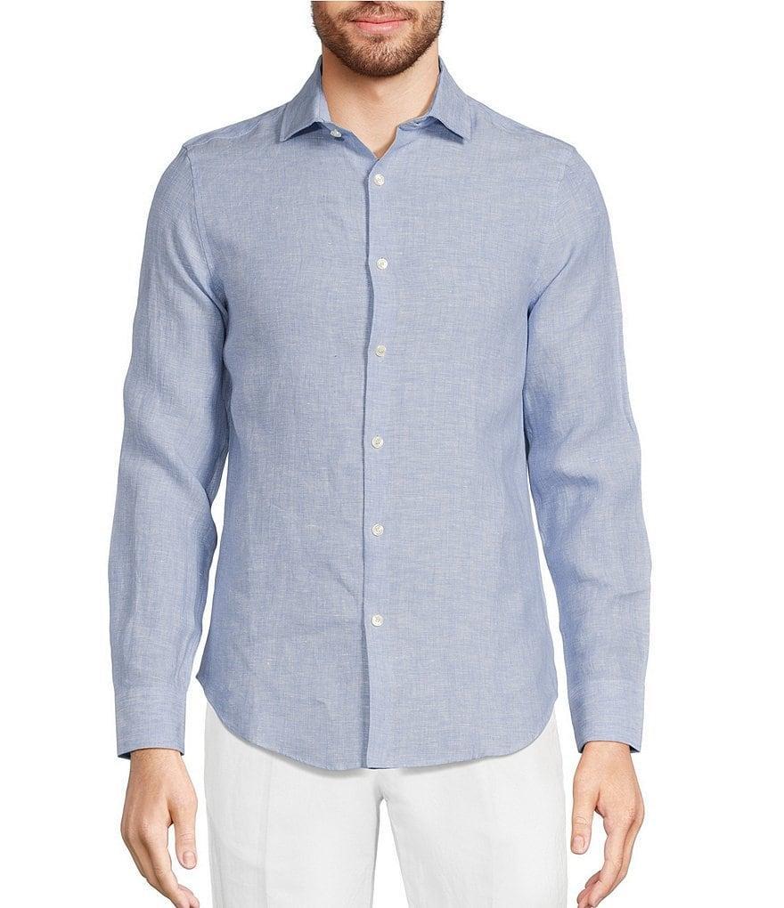 Murano Baird McNutt Linen Slim Fit Solid Long Sleeve Woven Shirt Product Image