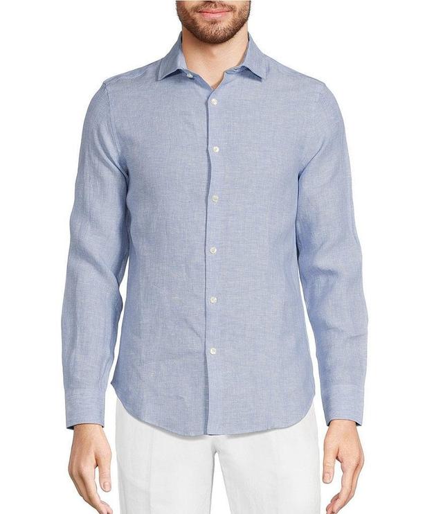 Murano Baird McNutt Linen Slim Fit Solid Long Sleeve Woven Shirt Product Image