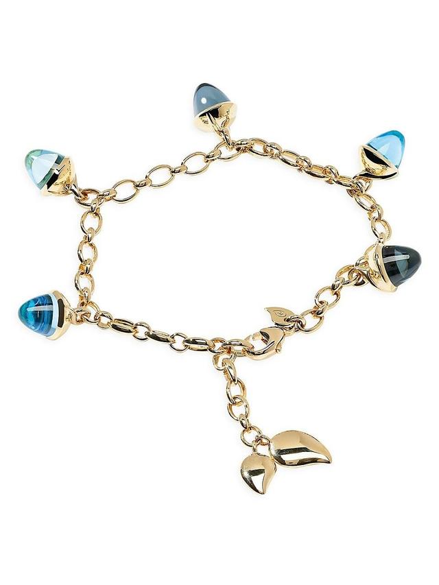 Womens Mikado Flamenco 18K Yellow Gold & Blue Multi-Stone Acorn Charm Bracelet Product Image