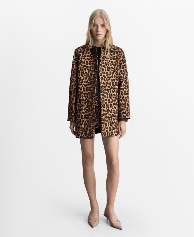 Mango Womens Leopard Straight Coat Product Image