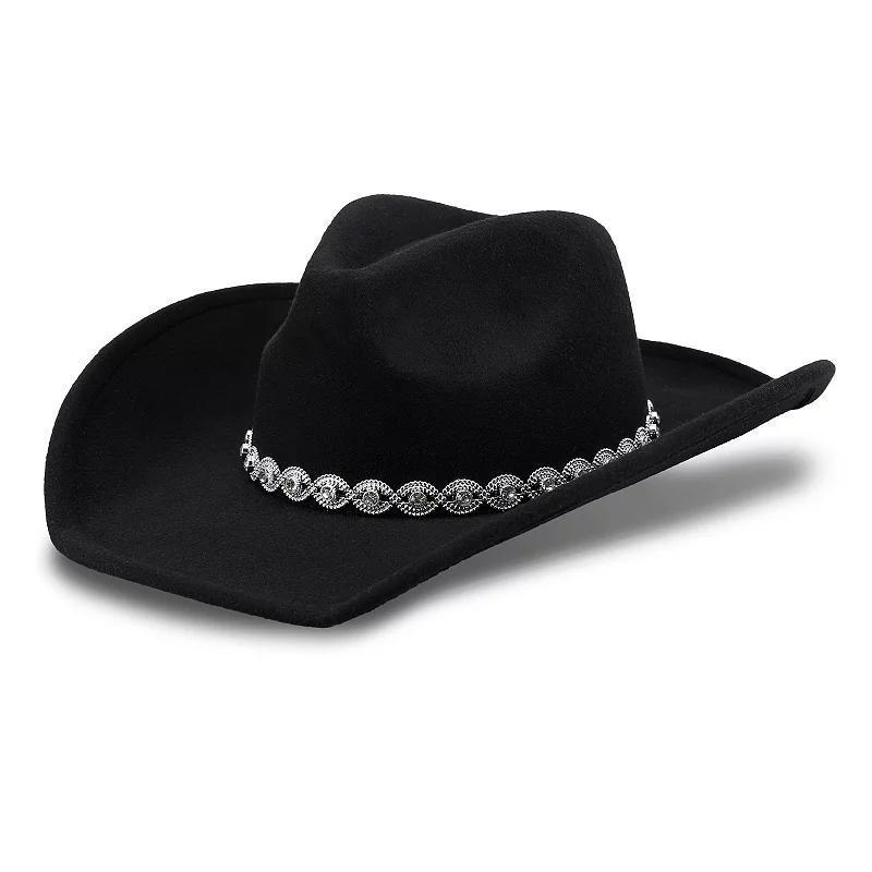 Womens JS Jessica Simpson Western Twisted Rhinestone Band Felt Cowboy Hat Product Image