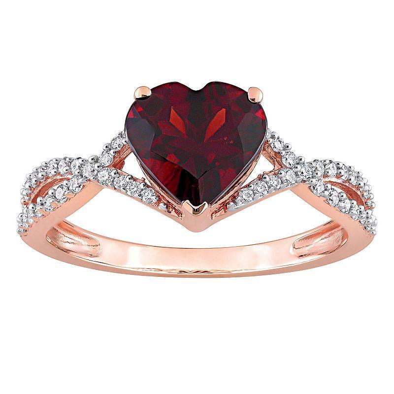 Stella Grace 14k Rose Gold Garnet & 1/5 Carat T.W. Diamond Infinity Heart Engagement Ring, Womens 14k Rsgold Product Image