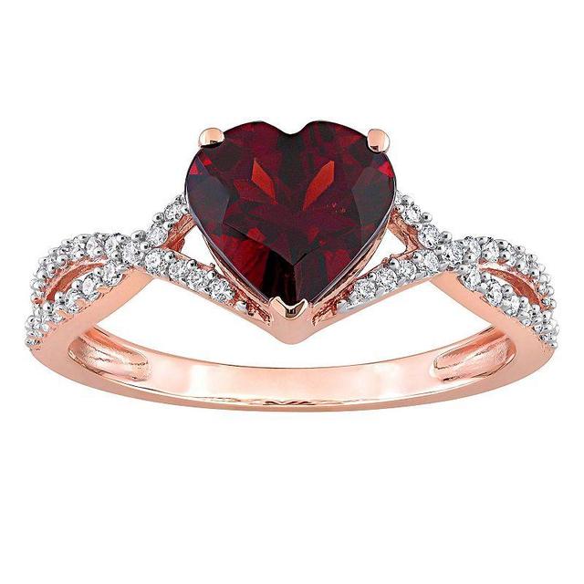 Stella Grace 14k Rose Gold Garnet & 1/5 Carat T.W. Diamond Infinity Heart Engagement Ring, Womens Red Product Image