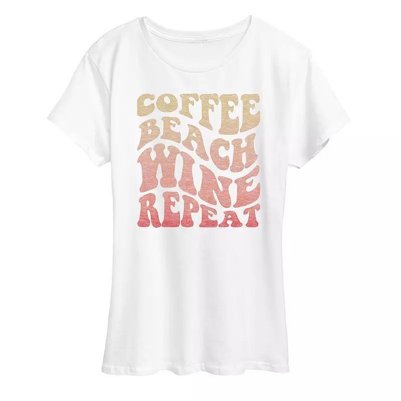 Womens Coffee Beach Wine Repeat Graphic Tee Product Image