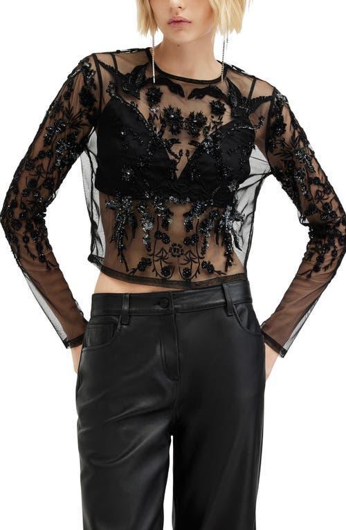 Greta Slim Fit Embellished Top In Black product image