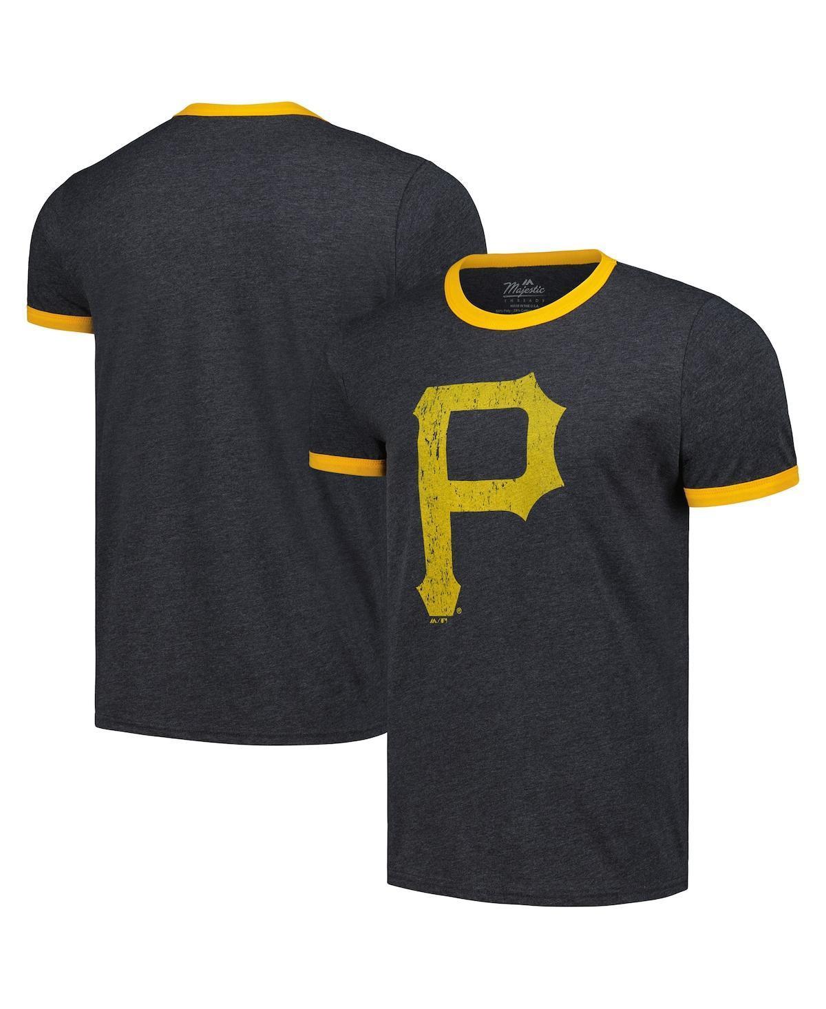 Majestic Mens Threads Black Pittsburgh Pirates Ringer Tri-Blend T-Shirt Product Image