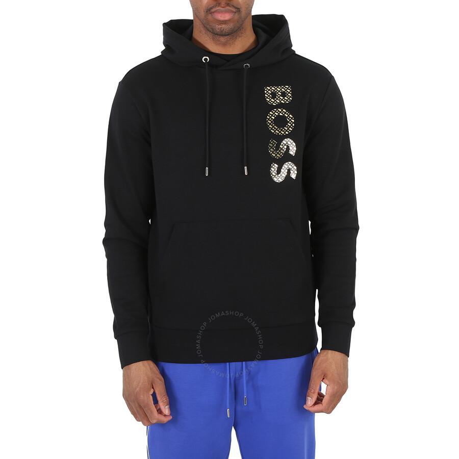 Black French-terry Cotton Monogram Logo Hoodie Product Image