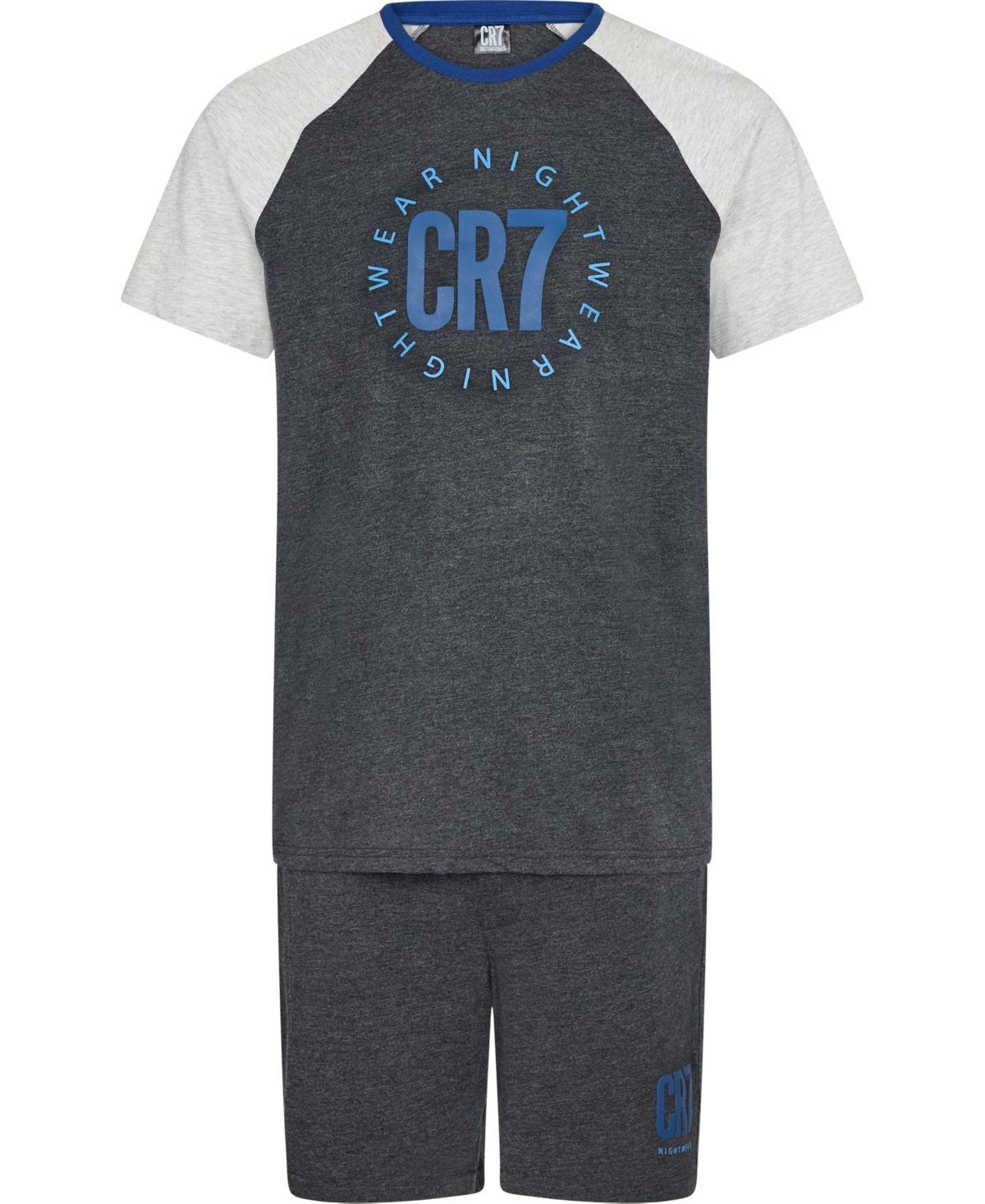 CR7 Mens Cotton Loungewear Top and Short Set - Gray Product Image