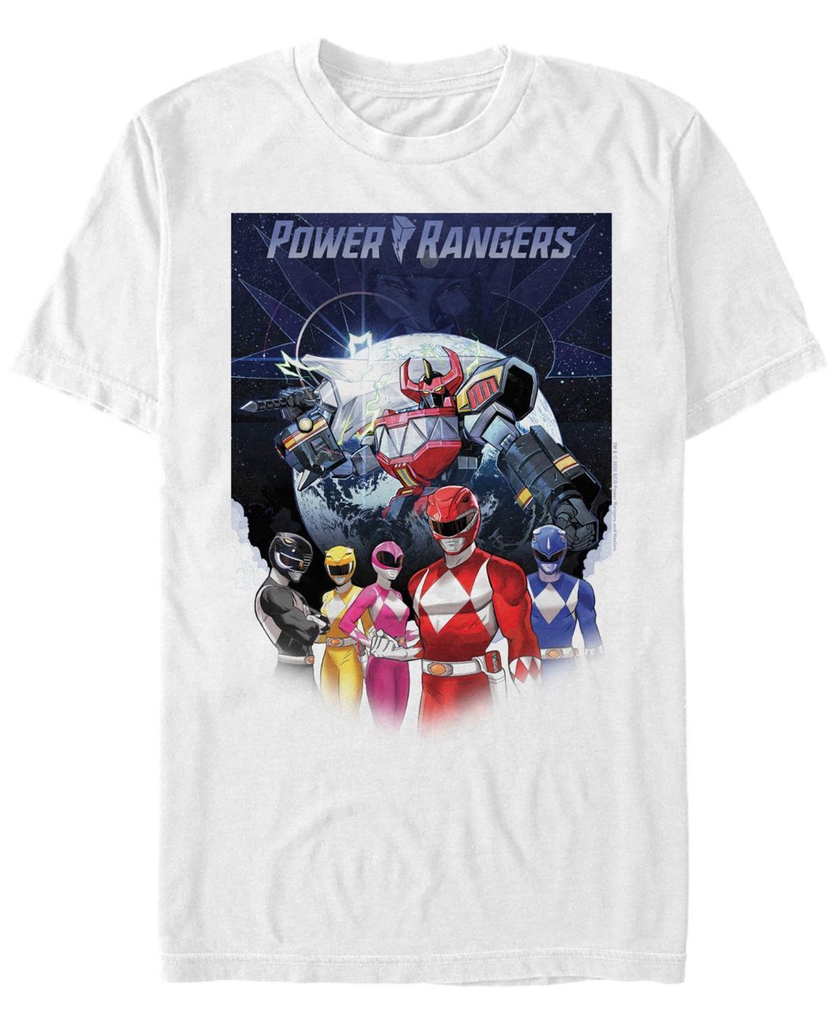 Mens Power Rangers Fade Portrait Megazord Poster Tee White Product Image