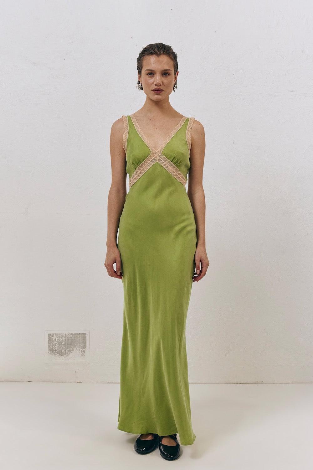 Meet Me On The Dance Floor Bias Cut Maxi Dress Lime product image