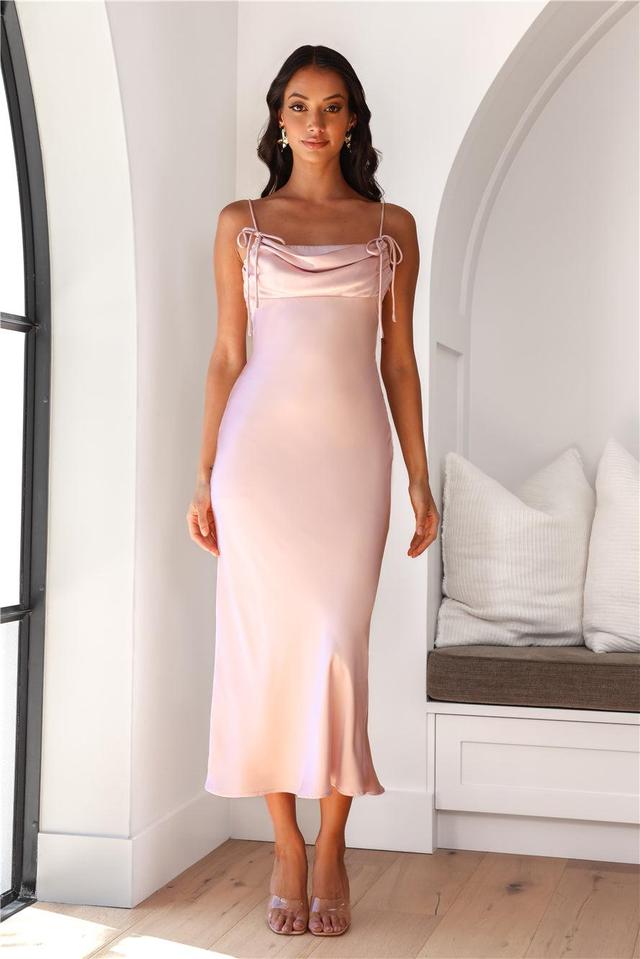 Let Love Be Satin Maxi Dress Pink Product Image