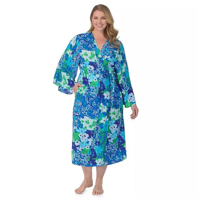 Plus Size Womens Beauty Sleep Social Woven Midi Robe Product Image