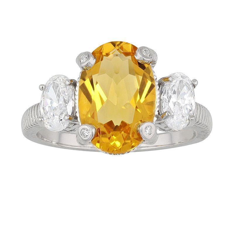 SIRI USA by TJM Sterling Silver Cubic Zirconia & Lab-Grown Citrine Ring, Womens Product Image