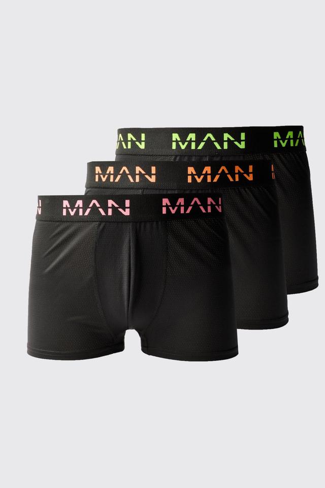 Man Active Performance 3 Pack Boxer Neon Logo | boohooMAN USA Product Image