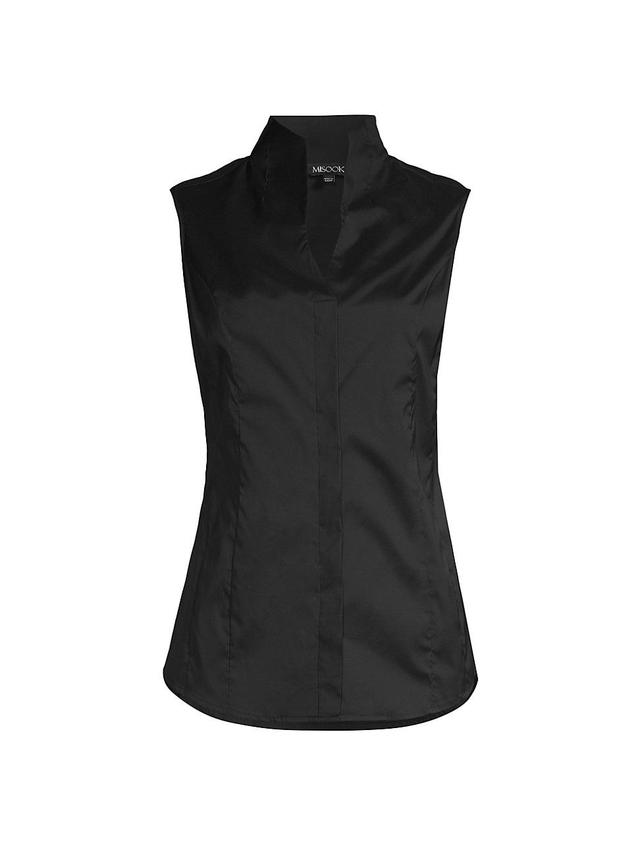 Womens Sleeveless Stretch-Cotton Blouse Product Image