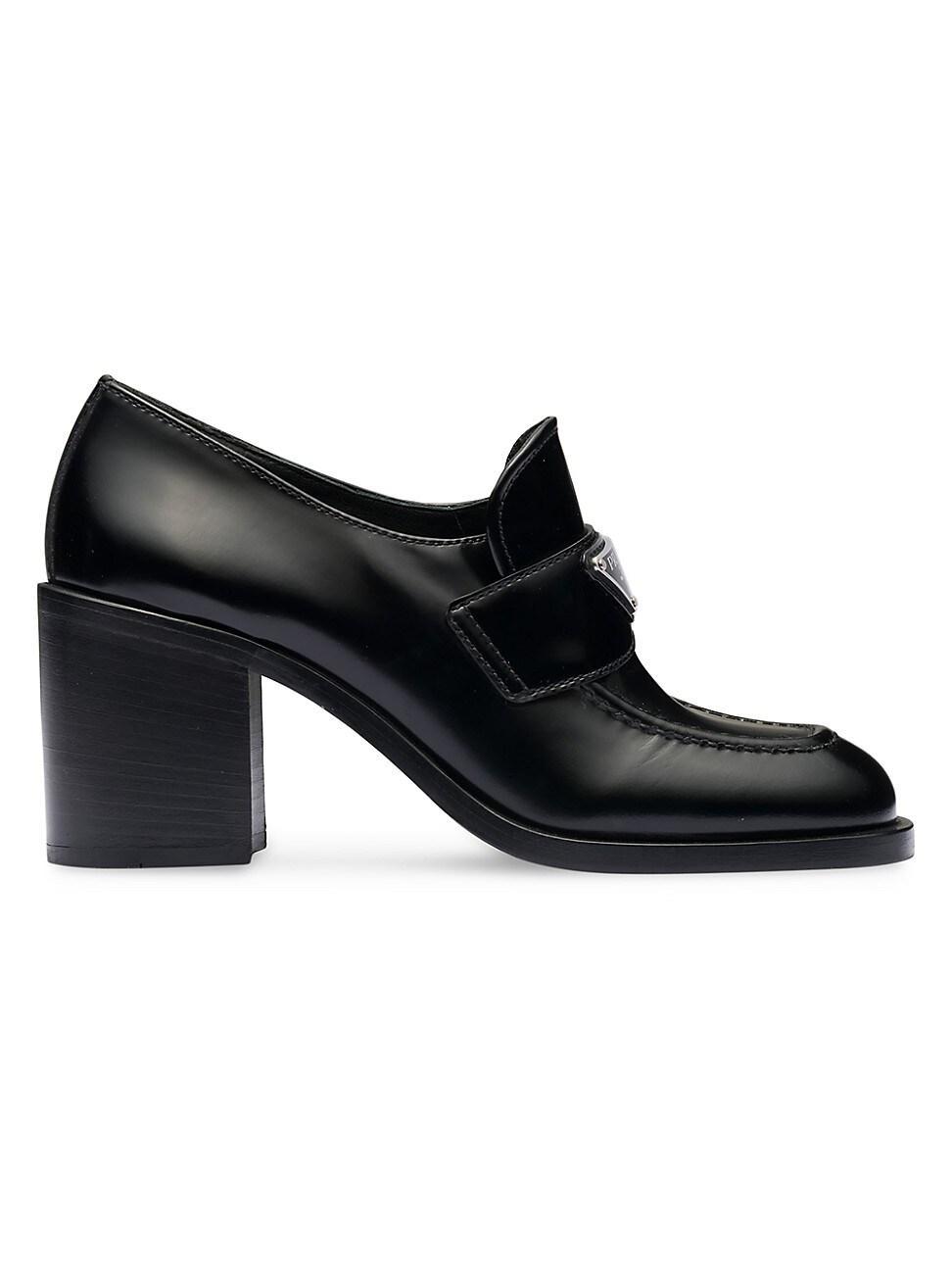 Womens Brushed Leather High Heel Loafers Product Image