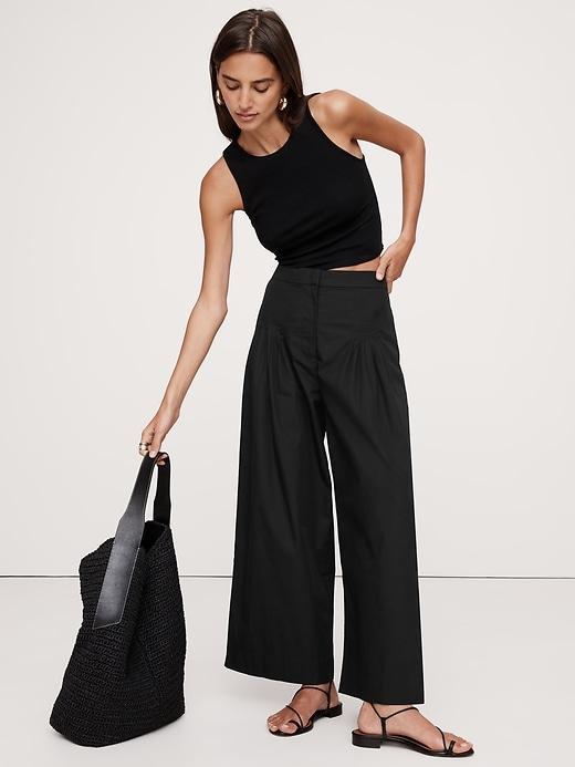 High-Rise Ultra-Wide Leg Poplin Pant Product Image