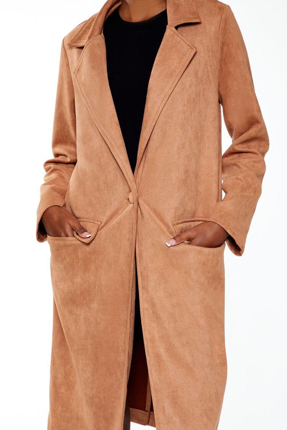 Faux Suede Longline Trench Coat | Forever 21 Product Image