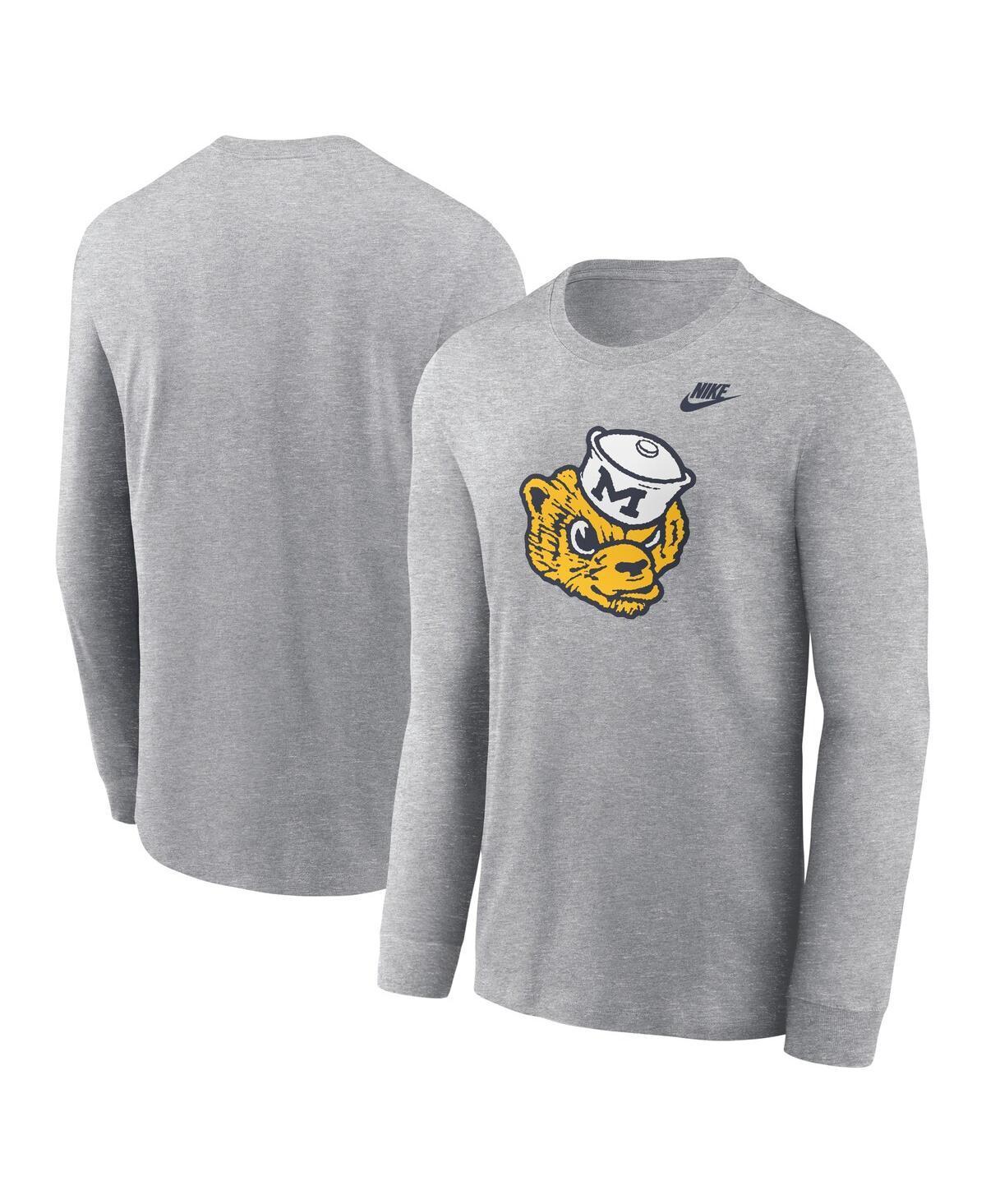 Mens Nike Heather Gray Michigan State Spartans Primary Logo Long Sleeve T-Shirt Product Image