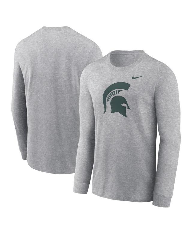 Mens Nike Heather Gray Michigan State Spartans Primary Logo Long Sleeve T-Shirt Product Image