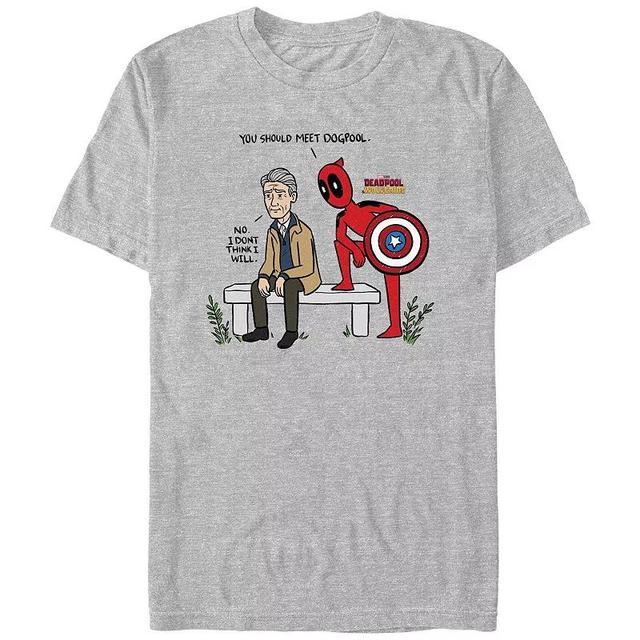 Mens Deadpool And Wolverine Captain America Meet Dogpool Graphic Tee Athletic Grey Product Image