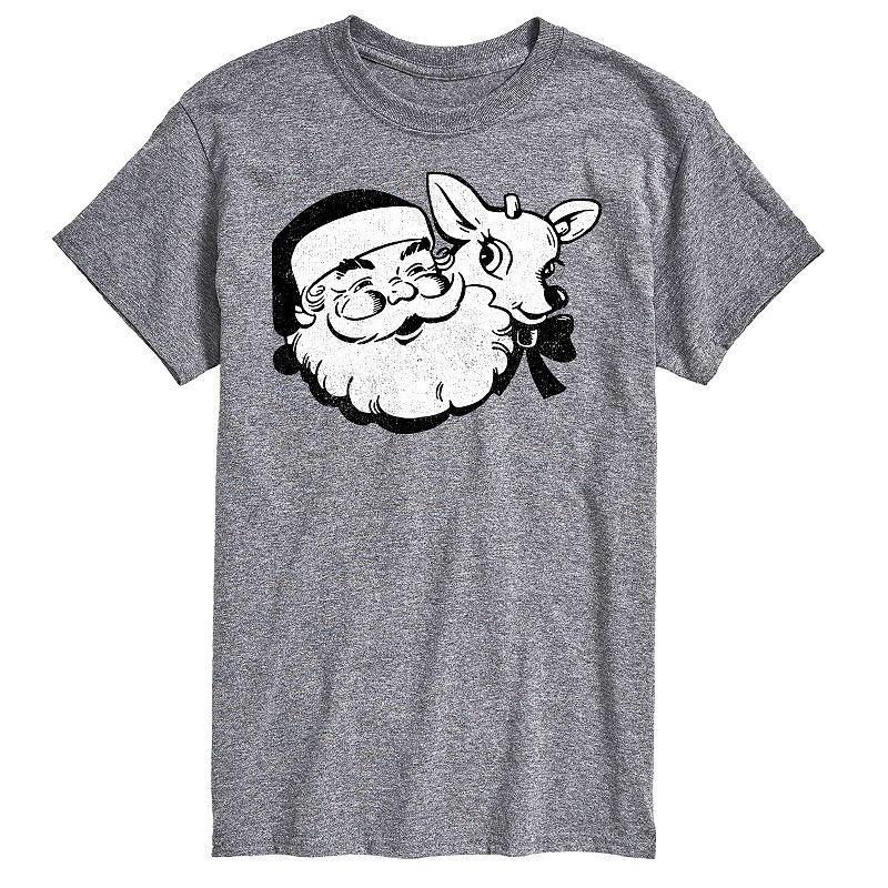 Big & Tall Santa and Reindeer Graphic Tee, Mens Product Image