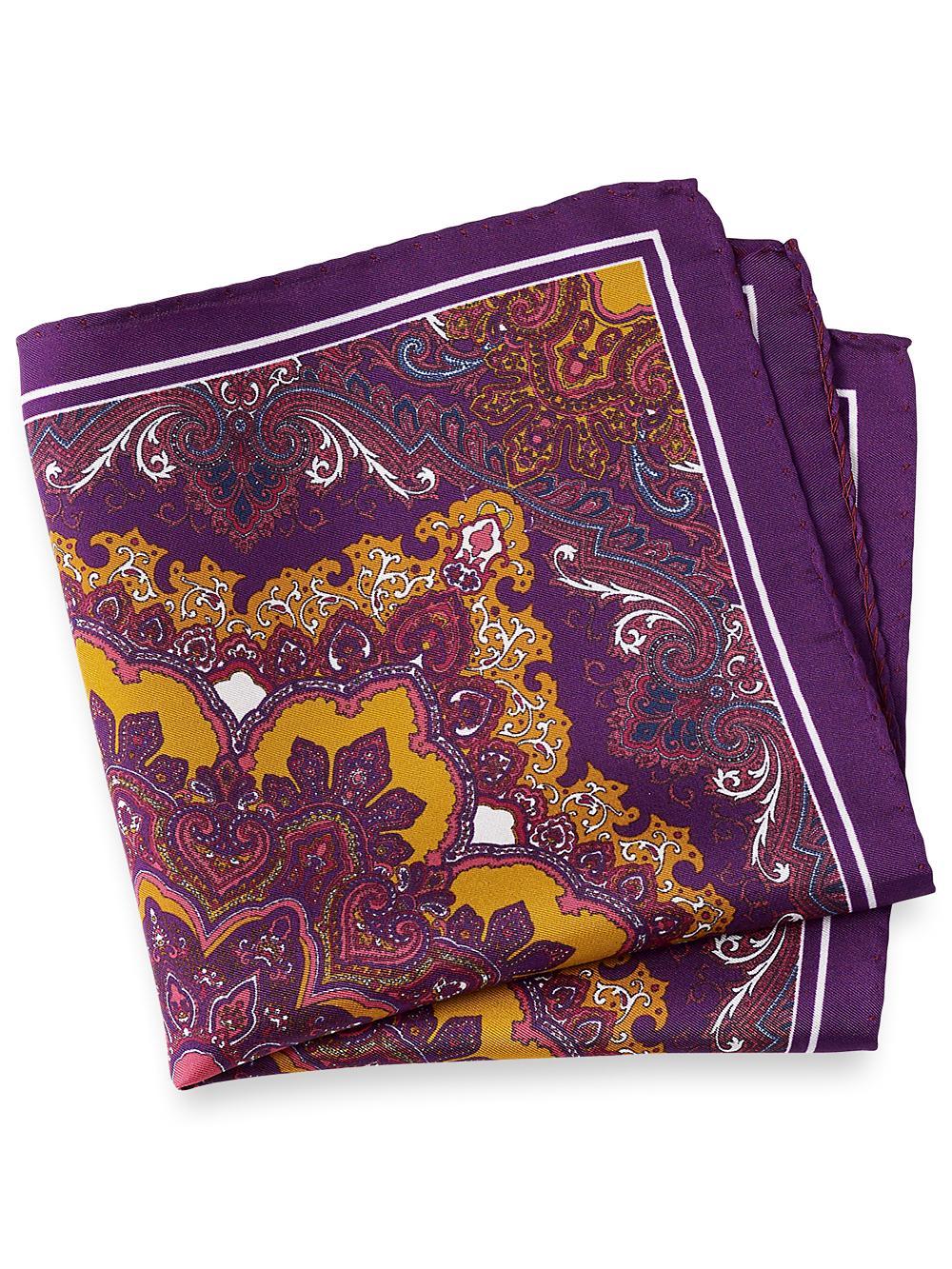 Medallion Silk Pocket Square - Purple Multi Product Image