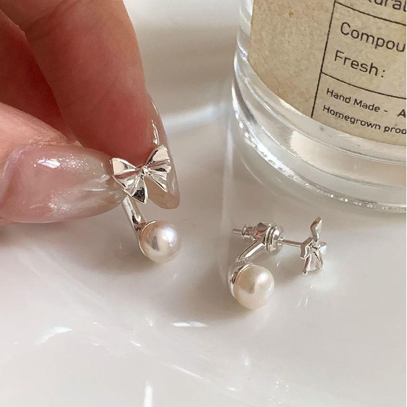 Bow Faux Pearl Alloy Ear Jacket Product Image