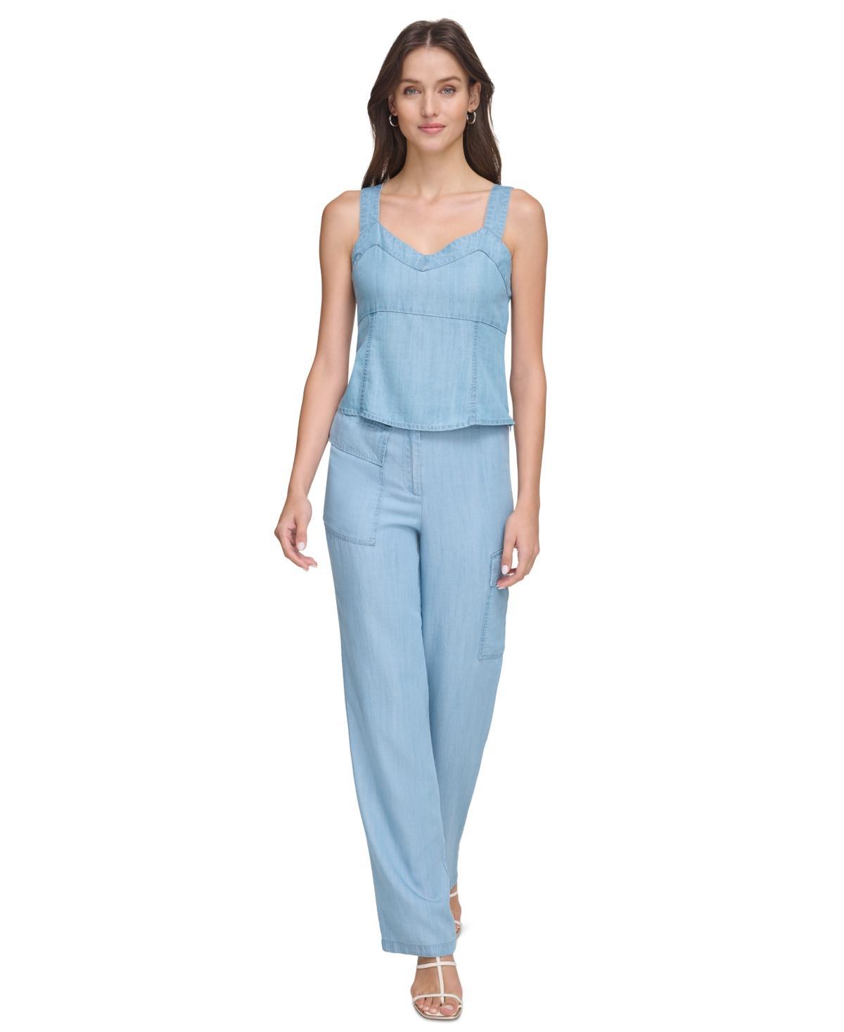 DKNY Chambray V-Neck Top Product Image