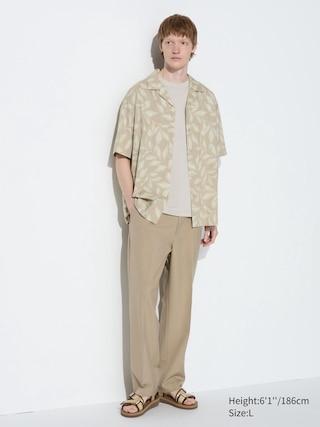 Mens Pleated Wide Pants Beige Medium UNIQLO US Product Image