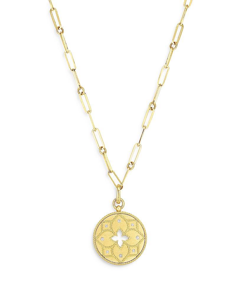 Womens Venetian Princess 18K Yellow Gold & Diamond Satin Small Medallion Necklace Product Image