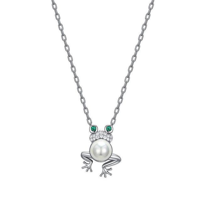 Sarafina Simulated Pearl, Cubic Zirconia & Simulated Emerald Frog Pendant Necklace, Womens Silver Tone Product Image