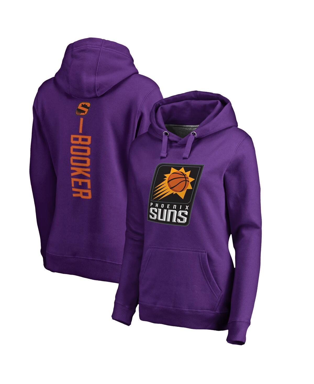 Womens Fanatics Branded Devin Booker Purple Phoenix Suns Backer Name & Number Pullover Hoodie Product Image