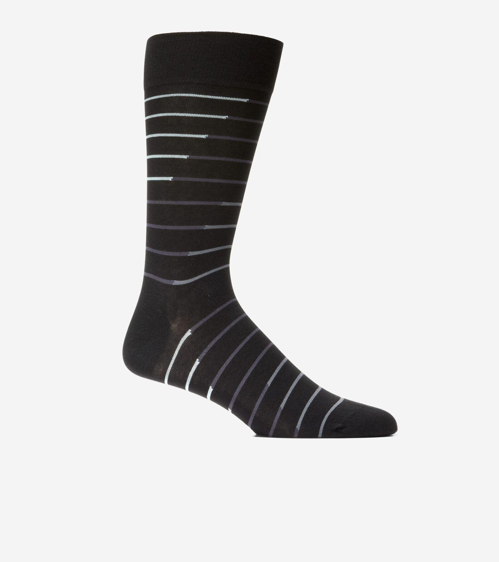 Cole Haan Mens 1Pk Broken Stripe Dress Crew - Black Size OSFA Product Image