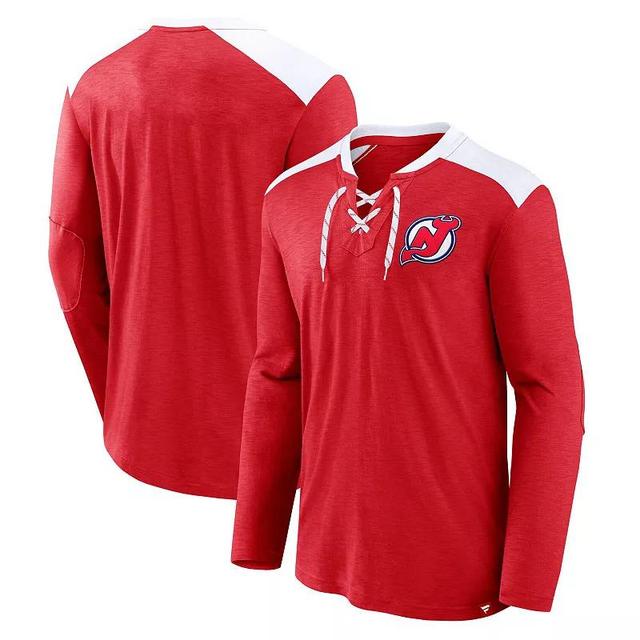 Mens Fanatics Red New Jersey Devils Special Edition 2.0 Long Sleeve Lace-Up T-Shirt Product Image